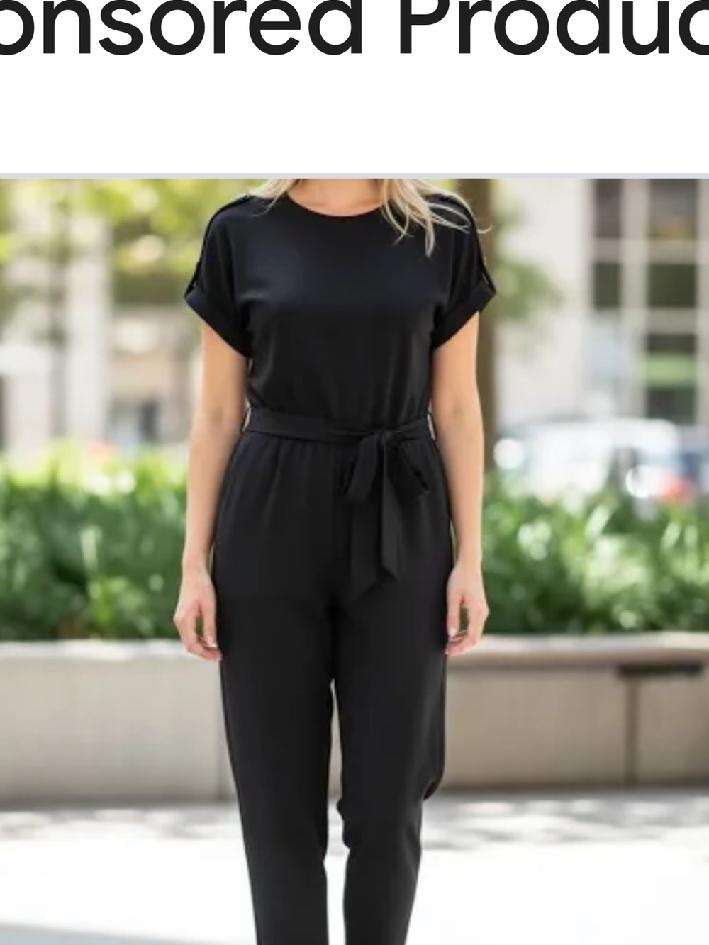 Banana Republic Black Short-Sleeve Belted Jumpsuit nwt